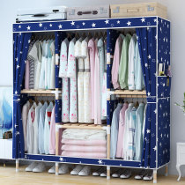 Wood plus assembly clothes cabinet rental houses with simple wardrobe and durable zipper full-enclosed cabinet fabric