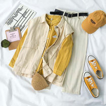 (Send belt) single set Spring and Autumn suit female student tooling vest long sleeve shirt denim casual pants