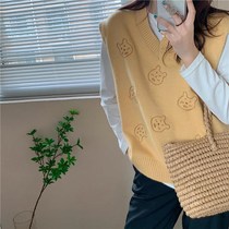 Sweater Vest Women spring and autumn Foreign Air Age loose wear Korean version of Joker sleeveless knitted vest 2021 New