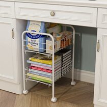 Desk side small book rack movable shelve floor table lower table side small cart clamping slit iron art storage rack snacks