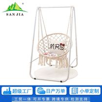 Wind indoor swing hammock white hammock bracket cotton rope net indoor hanging basket tassel hammock chair