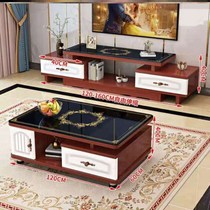 European-style tempered glass TV cabinet tea table combination set home living room telescopic modern simple small apartment cabinet