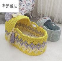Xiangxiang fabric cloth strip line diy baby cradle bed hand-woven material bag newborn shopping basket can be customized