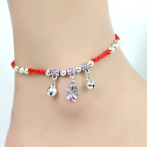 T This year of life red rope bell bracelet fashion anklet student clover girl to send girlfriends gift jewelry