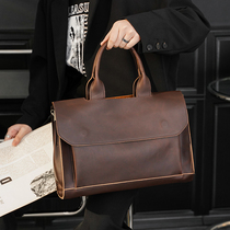 Tide brand new mens fashion casual mens bag retro shoulder bag business briefcase English style Hand bag tide bag
