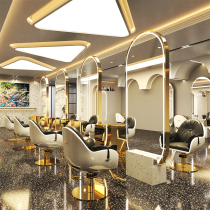 Net red barbershop single and double-sided mirror hairdresser mirror table hair salon special floor mirror with lamp can hang wall hair cutting mirror