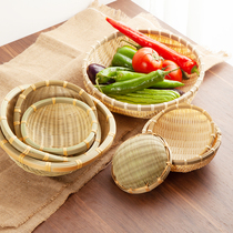 Handmade bamboo products Steamed bun basket farm bamboo dustpan Household drain basket storage bamboo basket Bamboo sieve fruit basket