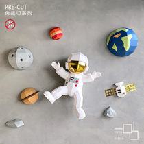 Childrens room wall decoration Astronaut creative wall pendant three-dimensional astronaut planet Nordic style paper mold DIY