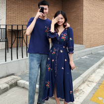 Different Couple Dress Summer Dress 2021 Retro Nation minority Design Sense V Collar Embroidery Holiday Dress Women Dress