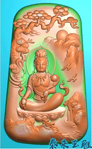 Pine Tree Landscape Sitting Guanyin Sitting Lotus Terrace Guanyin Fine Carving Figure Relief Jade Carving Grayscale Diagram JDBMP Computer Engraving Diagram