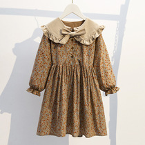 Girls spring autumn season Broken Flowers dress 2022 New Academy Wind Breeze Girl Dolls Collar Long Sleeves Princess Dresses