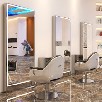 Barber shop mirror table hair salon special network red tide beauty salon with LED light single side double side l floor mirror