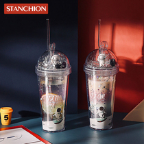 STANCHION high-value starry sky straw cup Adult summer cute girl net red ins wind student water cup