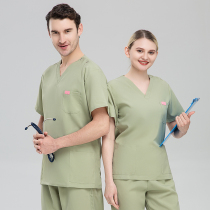 Wash clothes womens short-sleeved dental surgeon work clothes plastic pet hospital operating room surgical clothes male