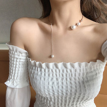 Design sense Super flash big pearl open necklace temperament personality neck jewelry retro choker fairy collar