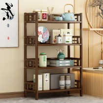 Tea water cabinet light and luxurious modern minimalist shelve solid wood New Chinese living room office storage rack multifunctional tea table