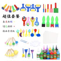 Childrens art painting rubbing tool DIY mushroom head sponge brush kindergarten professional early education graffiti EVA set