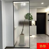 Super silver corrugated stone pattern tempered art glass partition screen living room porch bathroom shower room half wall