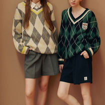 College style retro knitted sweater high quality winter new womens V-neck diamond-shaped Plaid pullover sweater