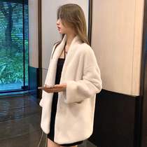 2021 autumn and winter imitation Velvet Jacket Womens cardigan in long environmental protection fur fashion Young