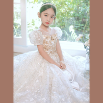 High-End flower girl wedding little girl dress host piano performance girl dress summer princess dress