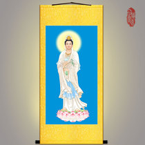 High-definition Nanhai Guanyin Buddha hanging painting Guanshiyin Bodhisattva Buddha Hall dedicated decorative scroll silk painting Buddhist portrait