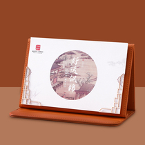 Calendar 2022 corporate calendar custom logo advertising bronzing company New Year gift gift gift high grade leather retro business office desktop ornaments Forbidden City treasure monthly calendar calendar custom made