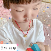 Baby pendant necklace rope neck baby boy men and women pure handmade finely woven yellow gold lock hanging rope jade pendant fine jade cards