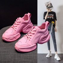 Goddess passes through the big long legs trendy genuine leather small white shoes fashion lacing thick bottom pine pastry casual old daddy shoes