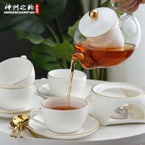 Minimalist ceramic boiled fruit flower tea set afternoon Teapot Tea Cup Nordic ins flower fruit tea set candle heating