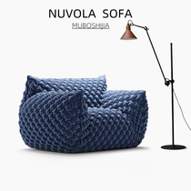 Italian minimalist small apartment fabric sofa simple blue fat single sofa lazy chair living room furniture customization