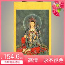 High-definition Manjushri Bodhisattva Buddha statue painting method Sea temple mural ancient painting Buddha hall household worship scroll hanging painting customization