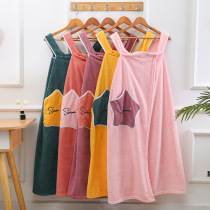 Contrast color bath skirt soft thickened water absorbent cute five-pointed star can wear bath towel sling bath skirt female household bath towel
