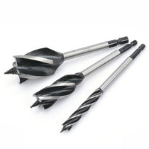 Hexagon shank lengthened four-slot four-blade woodworking branch drill bit twist wood board hole reaming drill deep hole opener