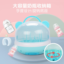 Baby multifunctional hand-held bottle storage box drying drain rack tableware storage box with dust cover baby supplies