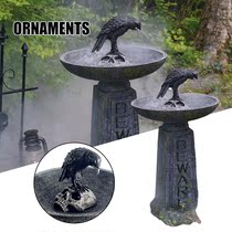 Creative Bird Bath Ornament Personalized Crow Skull Resin Cr