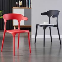 Plastic backrest chair Adult home office catering horn chair Nordic fashion comfortable thickened dining chair stool