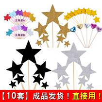 2022 New Cake Decoration plugin Pentagon Care Paper Plug - in Red Creative Baking plugin