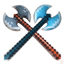New oversized trumpet inflatable double-sided axe toy inflatable sword weapon toy props 96CM transparent