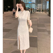 Chinese style modified cheongsam dress female summer 2021 design sense niche temperament socialite long short skirt
