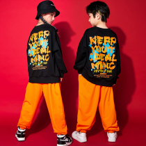 Hip Hop Street Dance Tide Suit Boy Suit Handsome Hiphop Loose T-shirt Girl Long-sleeved Children Jazz Dance Costume