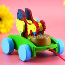 Toddler pull childrens toy car pull hand rope pull line cart 1 year old baby animal baby 3 wooden wooden puzzle