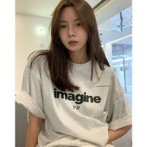Cotton fat mm large size womens T-shirt womens short sleeve oversize loose medium long version half sleeve base shirt summer