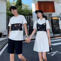 Net Red couple dress summer dress one dress one dress ins very fairy slim flower suspender skirt dress you dress my skirt suit tide