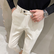 Casual trousers mens 2021 summer new fashion all-match thin slim business Korean version of the trend small feet trousers aa