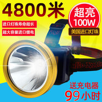 Imported flashlight head-mounted rechargeable super bright strong bald head light field night fishing light Small portable night durable