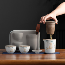 Travel tea set Small set outdoor portable storage bag teapot tea cup single fast guest Cup One Pot Two Cups