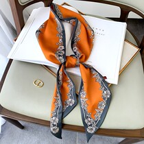 Fashionable double-sided oblique narrow long silk scarf Spring and Autumn Korea Joker Ribbon Ribbon Scarf Thin Scarf Hair Belt Women