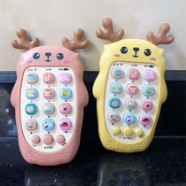 Baby can bite tooth glue baby simulation mobile phone childrens music toy early education puzzle story machine charging telephone