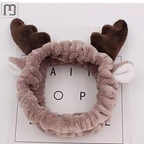 Korean Little Elk Horn hair belt wash face makeup mask antler hair band female flannel cute selling cute hair band Female